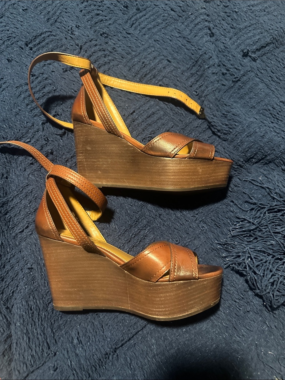 Women’s Brown Leather Wedge Sandals - Classic Summer Platform